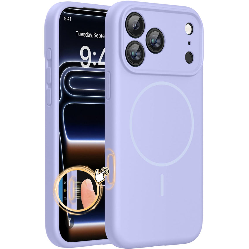 Magnetic for iPhone 17 Pro Max Case, Compatible with MagSafe, Integrated Silicone Camera Control Cover, 3.0mm Thicken Shockproof Drop Protection Phone Case for 17 ProMax, Orange