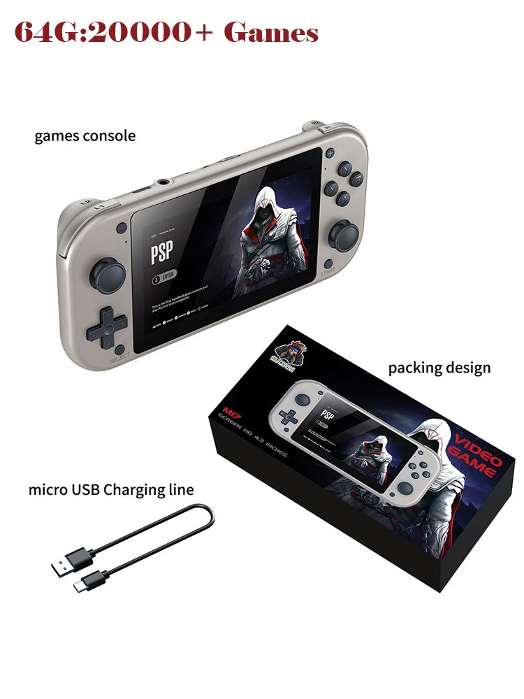 M17 Handheld Video Game Console 64G 128G Open Source Linux System 4.3inch Screen Portable Pocket Video Player Retro Gaming Conso